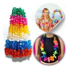 Kit 100 Colar Havaiano Flor Festa Carnaval Fantasia Atacado Cor Colorido Foto mini 1