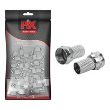 Kit 100 Conector F Rg6 Rosca P Cabo Coaxial Qualidade Pix Foto mini 1