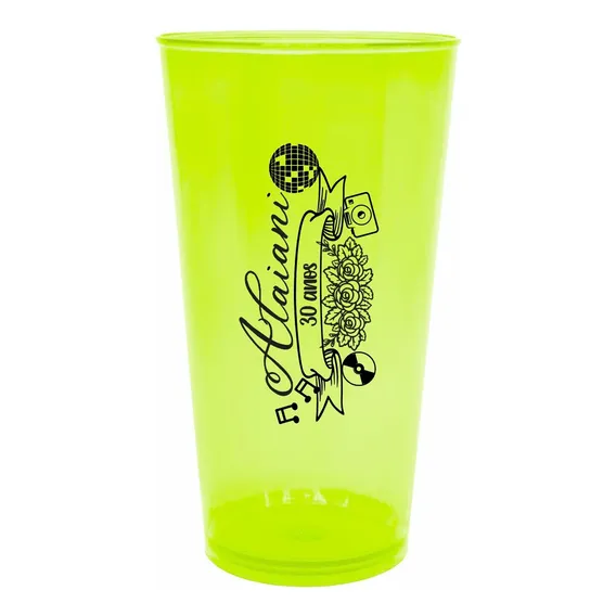 Kit 100 Copos Festa Caldereta 390ml Acrílico Personalizados Cor Verde Neon Foto 1