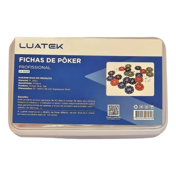 Kit 100 Fichas de Poker Numeradas Luatek Foto 1