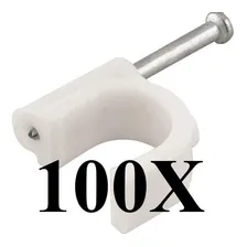Kit 100 Grampo Fixa Fio Cabo Coaxial Rg6 8mm Branco Foto  mini 1