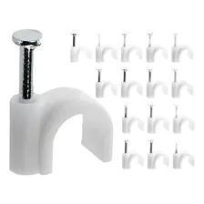 Kit 100 Grampo Fixa Fio Cabo Coaxial Rg6 8mm Branco Foto mini  2