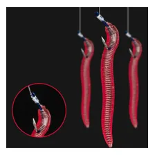 Kit 100 Iscas Artificiais Pesca Minhoca Silicone Tilapia Cor Vermelha Foto mini 4