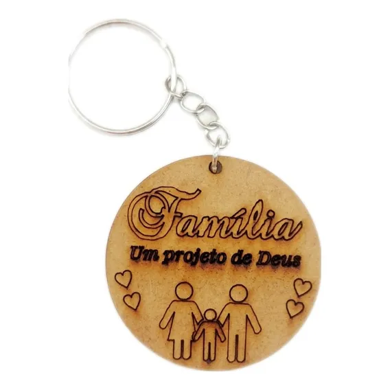 Kit 100 Lembrancinhas De Lindos Chaveiros FamÃlia Mdf Foto 1