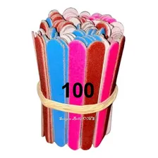 Kit 100 Lixas De Unha Mini + 100 Palitos Manicure Pedicure Colorida Foto mini 2