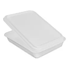 Kit 100 Marmitas E Tampas De Isopor Branca 1100ml Retangular Cor Branco Foto mini 1
