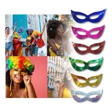 Kit 100 Máscara Holográfica Sortidas Carnaval Balada Gatinha Foto mini 1
