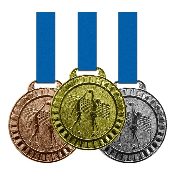 Kit 100 Medalhas Metal 45mm V么lei - Ouro Prata Bronze Foto 1