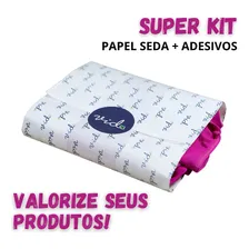 Kit 100 Papel Seda Personalizado + 100 Adesivos P/ Sua Loja Foto mini 2