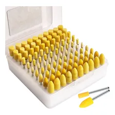 Kit 100 Ponta Montada Rebolo Amarelo Haste 3mm Para RetÃfica Foto mini 1