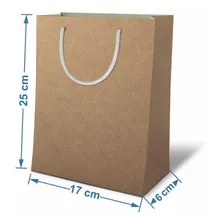 Kit 100 Sacolas Papel Kraft Presente 25x17x6cm Bolsa Festa Onstore Foto mini 2