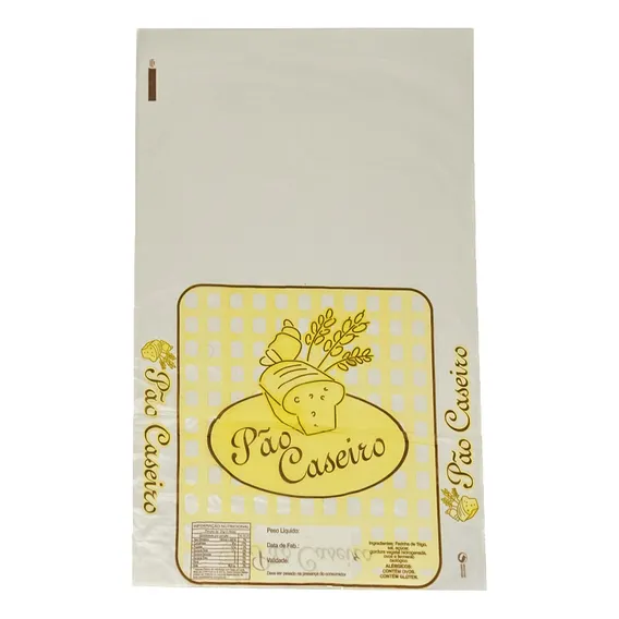 Kit 100 Sacos Pão Caseiro 25x48cm + 100 Fechos Plásticos Foto 1
