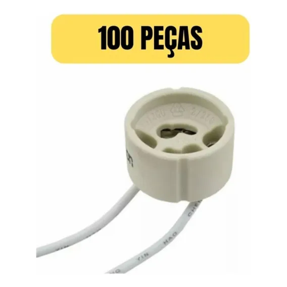 Kit 100 Soquete Bocal Lampada Dicroica Gu10 Ceramica Rabicho Foto 1