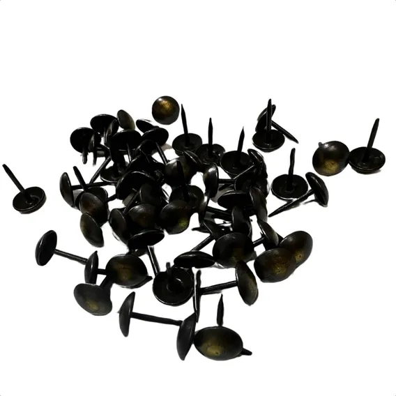 Kit 100 Tachas Tapeceiro Cabeceiras Cortiça Acabamento Cor Ouro Velho Escovado Foto 1