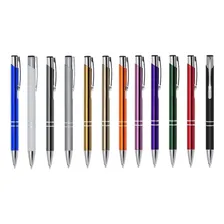 Kit 100 Unidades Caneta De Metal Mod Er143b Lisa Tinta Azul Foto mini 2