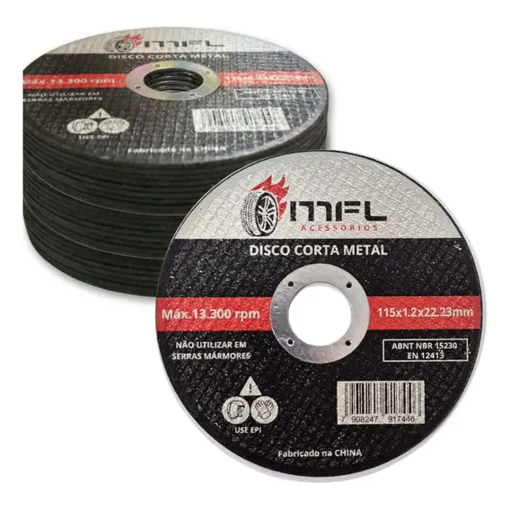 Kit 100 unidades Disco Corta metal 115mm Esmerilhadeira MFL Foto 1