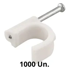 Kit 1000 Grampo Fixa Fio Cabo Coaxial Miguelo 5mm Branco Foto mini 2