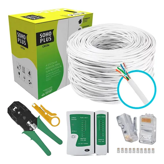 Kit 100m Cabo De Rede Branco Furukawa Alicate Testador 50rj Foto 1