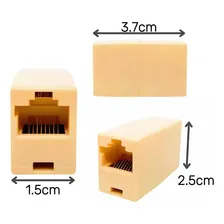 Kit 100x Adaptador Emenda Rj45 Cabo Rede Cat5e Fêmea Foto mini 4