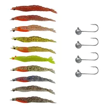 Kit 10pçs Camarão Artificial Jig Head 5,8cm Robalo Matadeira Foto  mini 1