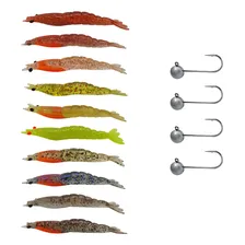 Kit 10pçs Camarão Artificial Jig Head 7,8cm Robalo Matadeira Foto mini 1
