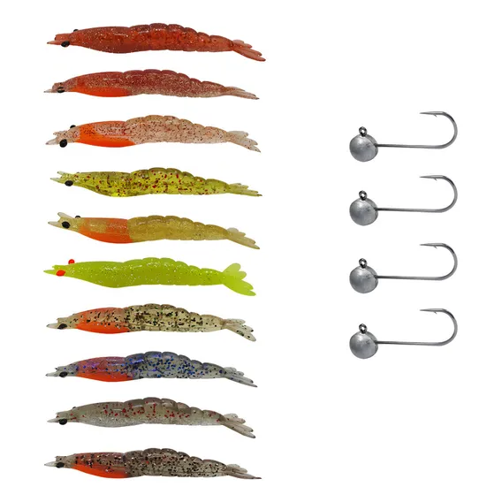 Kit 10pçs Camarão Artificial Jig Head 7,8cm Robalo Matadeira Foto 1