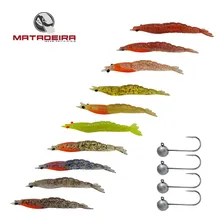 Kit 10pçs Camarão Artificial Jig Head 7,8cm Robalo Matadeira Foto mini 3