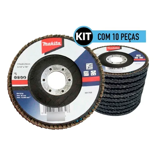 Kit 10pcs Disco Lixa Flap 4.1/2 Grao 60 Makita D-63448 Foto 1