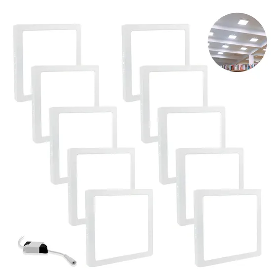 Kit 10un Painel Plafon Led Sobrepor 25w Quadrado Branco Frio 110v/220v Foto 1