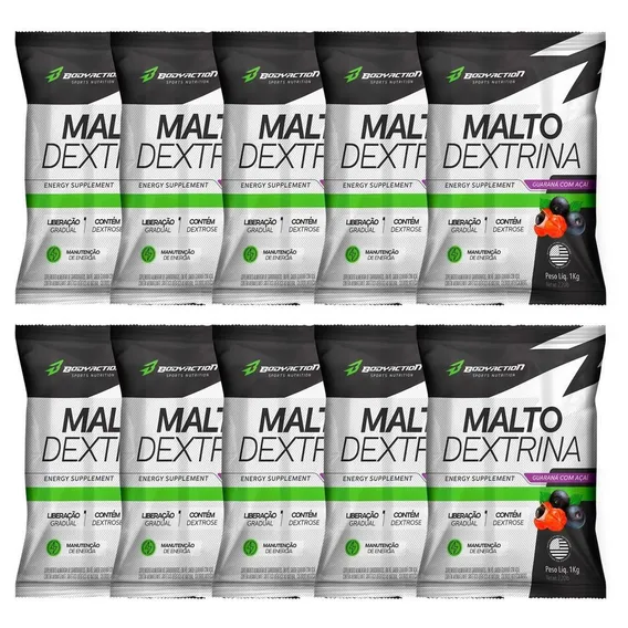 Kit 10x Malto Dextrin 1000g Refil Guarana/açaí Bodyaction Foto 1