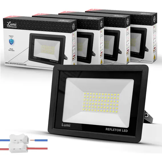 Kit 10x Refletor Led 200w Branco Frio 6500k Ip66 Cor da carcaça Preto Foto 1