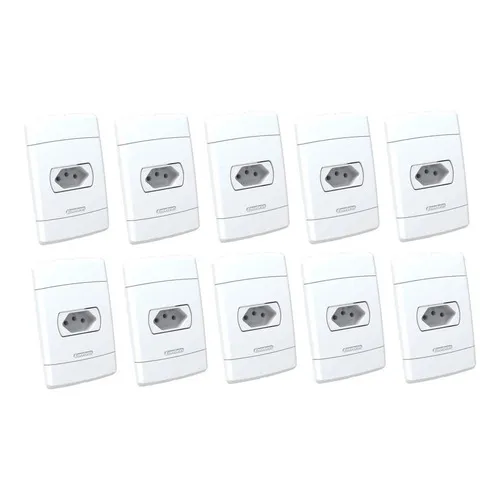 Kit 10x Tomada 10a Enerbrás Neosotille 250v Completo Branco Foto 1
