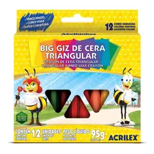 Kit 12 Acrilex lápis de Giz de Cera 12 Cores big Giz Triangular Foto mini 1