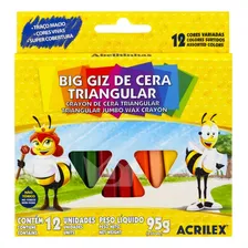 Kit 12 Acrilex lápis de Giz de Cera 12 Cores big Giz Triangular Foto mini 2