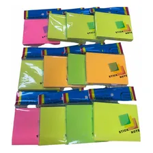 Kit 12 Bloco Auto Adesivo Lembrete Folhas Neon 100x76mm Foto mini 2