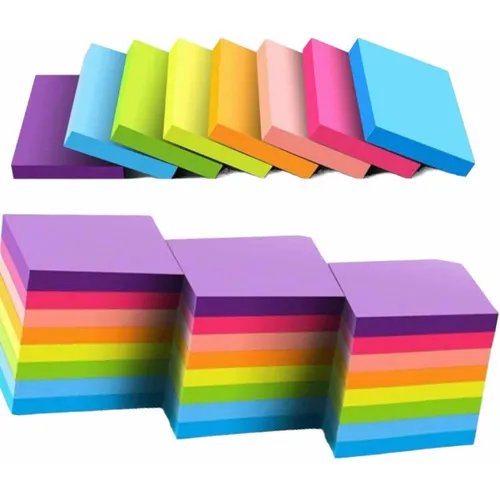 Kit 12 Bloco Auto Adesivo Lembrete Folhas Neon 100x76mm Foto 1
