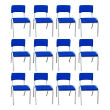 Kit 12 Cadeiras Iso Infantil Azul Escola Creche Foto mini 1