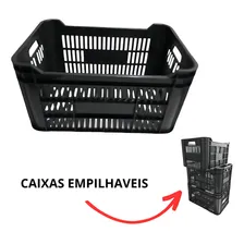 Kit 12 Caixas HortifrĂști AgrĂcola Organizadora Supermercado Cor Preto Foto mini 4