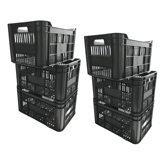 Kit 12 Caixas HortifrĂști AgrĂcola Organizadora Supermercado Cor Preto Foto 1