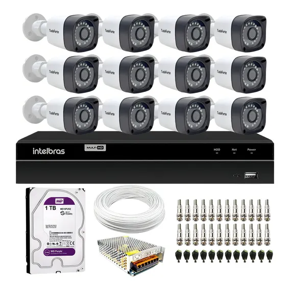 Kit 12 Câmeras 1080p Dvr Mhdx 1316 Intelbras E Hd 1tb Purple Foto 1