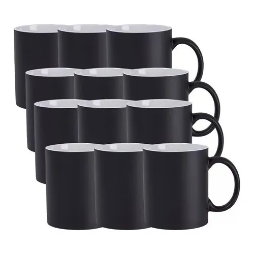 Kit 12 Caneca Para Sublimação Mágica Preto Fosca 325ml Foto 1