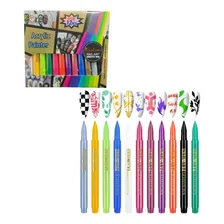 Kit 12 Caneta Decoração Desenho Unha Nail Art Acrílica 0.7mm Colorido Foto mini 4