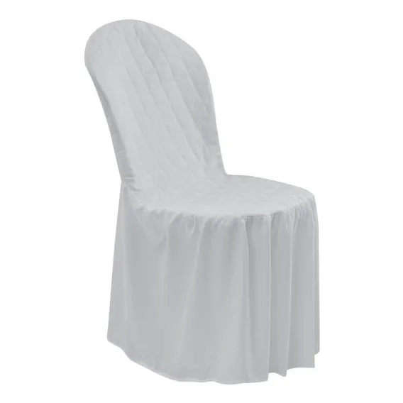Kit 12 Capas Para Cadeiras Plastico Babados Branco Exclusiva Foto 1
