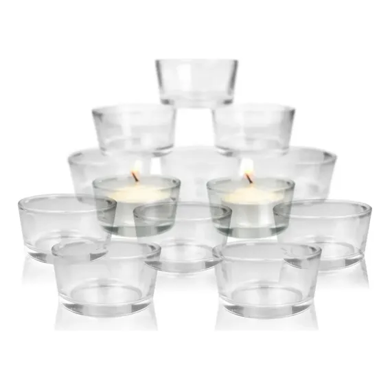 Kit 12 CastiƧal De Vidro Redondo Para Vela Decoração Pote Cor Ćgua Foto 1