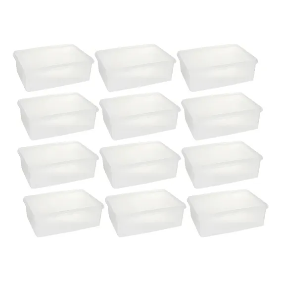 Kit 12 Cestos Organizadores Transparentes Com Tampa 3,5l Pla Foto 1