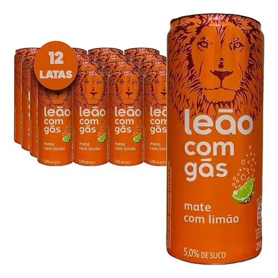 Kit 12 Chá Matte Sabor Limão Com Gás Leão Lata 290ml Foto 1