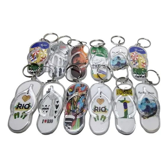 Kit 12 Chaveiros Rio De Janeiro Ótima Qualidade Variados Cor Chinelo Foto 1