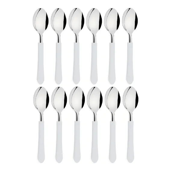 Kit 12 Colheres Chá Sobremesa Aço Inox Tramontina Branco Foto 1