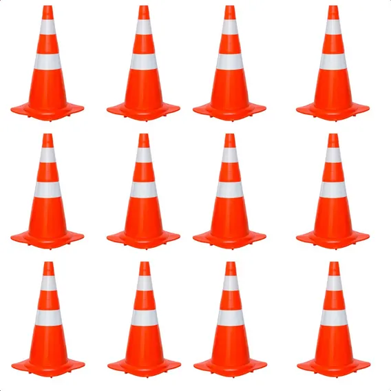 Kit 12 Cone Sinalização Nbr 15071 Flexível Refletivo 75cm Foto 1