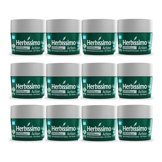 Kit 12 Desodorante Creme Herbissimo Action 55g Foto 1